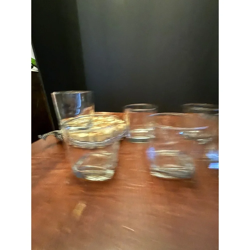 Set of 4 Square Base Whiskey Rocks Glasses Clear Glass Lowball Barware 10oz